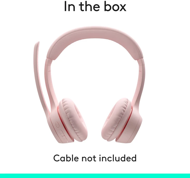 Alt view image 10 of 10 - Logitech Zone 300 Wireless Bluetooth Headset With Noise-Canceling Microphone, Compatible with Windows, Mac, Chrome, Linux, iOS, iPadOS, Android, Rose