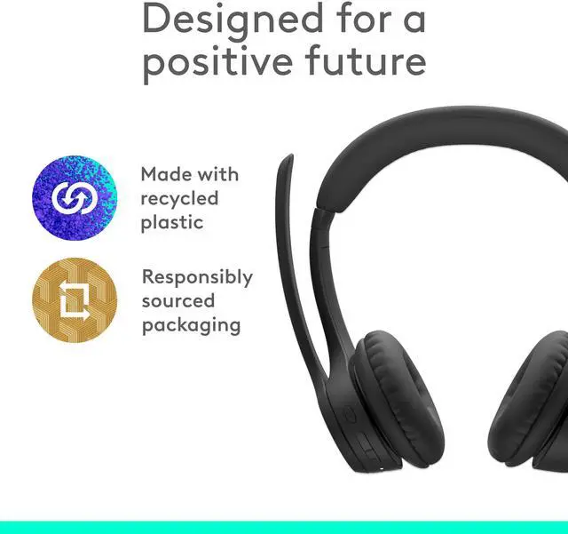 Alt view image 7 of 15 - Logitech Zone 300 Wireless Bluetooth Headset With Noise-Canceling Microphone, Compatible with Windows, Mac, Chrome, Linux, iOS, iPadOS, Android - Black