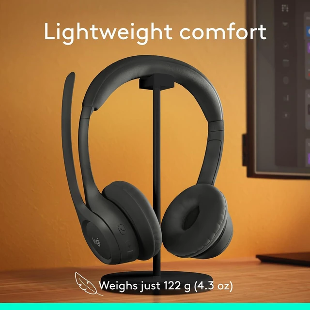 Alt view image 7 of 10 - Logitech Zone 300 Wireless Bluetooth Headset With Noise-Canceling Microphone, Compatible with Windows, Mac, Chrome, Linux, iOS, iPadOS, Android, Black
