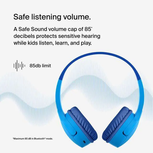 Alt view image 5 of 9 - Belkin SoundForm Mini Wireless On-Ear Headphones for Kids - Blue