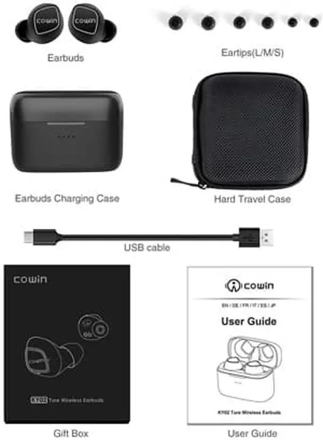 Alt view image 4 of 4 - COWIN KY02 True Wireless Earbuds Wireless Bluetooth Headphones with Microphone Bluetooth Earbuds Stereo Calls Extra Bass Touch Control 36H Playtime for Workout (Charging Case Included)