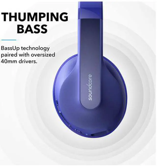 Alt view image 5 of 5 - Anker Soundcore Life Q10 Wireless Bluetooth Headphones, Over Ear and Foldable, Hi-Res Certified Sound, 60-Hour Playtime and Fast USB-C Charging, Deep Bass, Aux Input