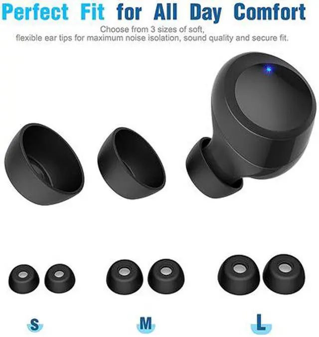 Alt view image 2 of 4 - Bluetooth 5.0 True Wireless Earbuds with LED Display Wireless Charging Case Sweatproof TWS Stereo Headphones in Ear Built in Mic Headset Good Sound with Deep Bass for Sports (Color: Black)