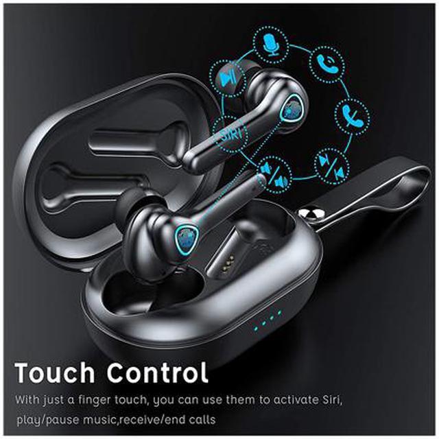 Alt view image 2 of 6 - True Wireless Earbuds Headphones with CVC 8.0 Noise Reduction, Bluetooth 5.0 Earphones, AptX Deep Bass, in-Ear Touch Control, IP7 Waterproof, USB-C Quick Charge 30h Playtime Wireless Headphones Black