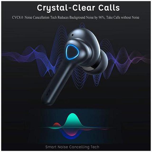 Alt view image 3 of 6 - True Wireless Earbuds Headphones with CVC 8.0 Noise Reduction, Bluetooth 5.0 Earphones, AptX Deep Bass, in-Ear Touch Control, IP7 Waterproof, USB-C Quick Charge 30h Playtime Wireless Headphones Black