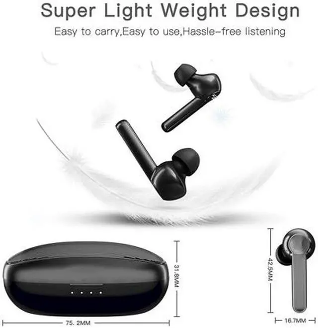 Alt view image 2 of 5 - Wireless Earbuds Bluetooth Headphones with Mic cVc 8.0 Noise Reduction Touch Control Wireless Earphones IPX7 Waterproof Stereo Sound Long Playtime for Running Sport Travel (Black)
