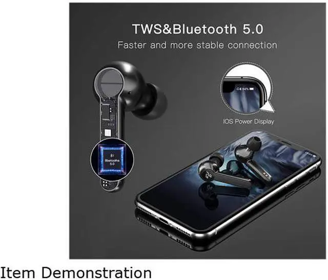 Alt view image 5 of 5 - Wireless Earbuds Bluetooth Headphones with Mic cVc 8.0 Noise Reduction Touch Control Wireless Earphones IPX7 Waterproof Stereo Sound Long Playtime for Running Sport Travel (Black)