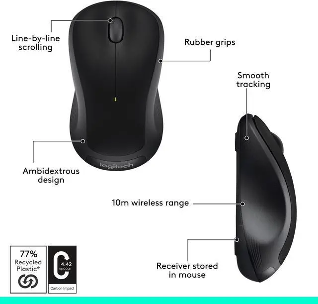 Alt view image 8 of 8 - Logitech M310 Wireless Optical Mouse, Black (910-004277)