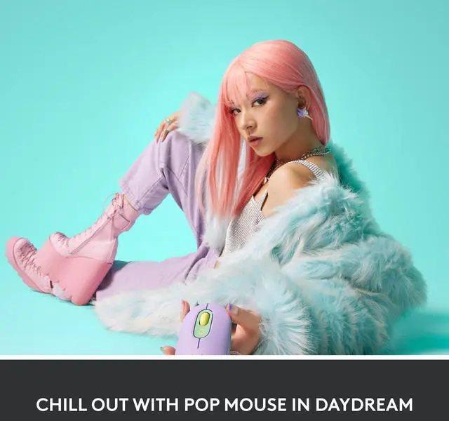 Alt view image 6 of 9 - Logitech POP Wireless Ambidextrous Optical USB Mouse Daydream (910-006544)