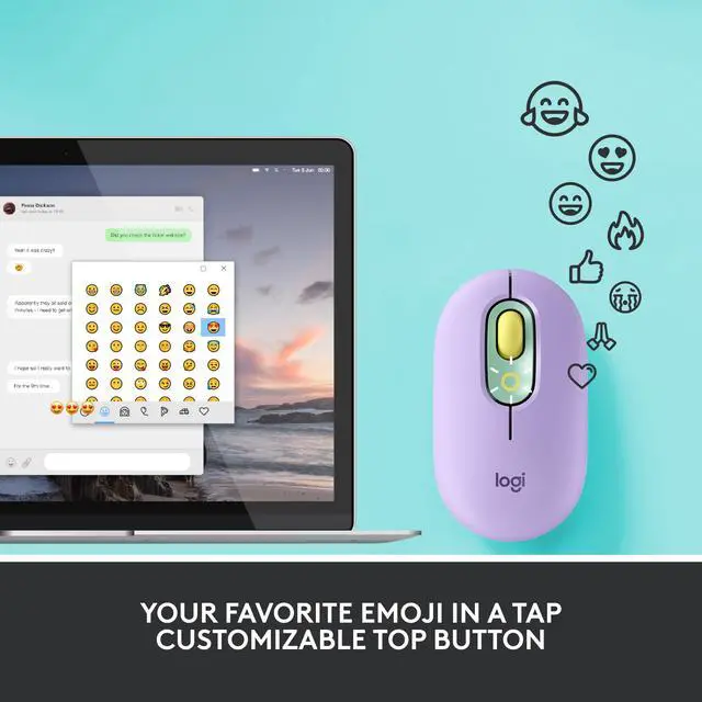 Alt view image 3 of 9 - Logitech POP Wireless Ambidextrous Optical USB Mouse Daydream (910-006544)