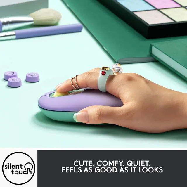 Alt view image 7 of 9 - Logitech POP Wireless Ambidextrous Optical USB Mouse Daydream (910-006544)