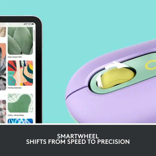 Alt view image 4 of 9 - Logitech POP Wireless Ambidextrous Optical USB Mouse Daydream (910-006544)