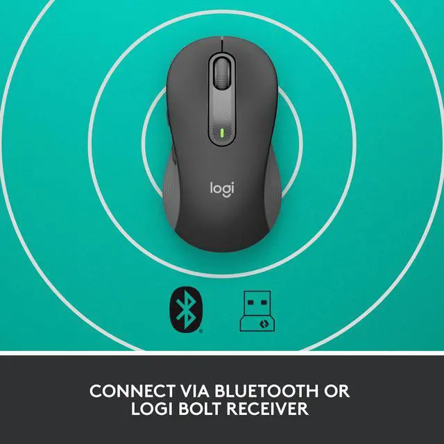 Alt view image 3 of 9 - Logitech Signature M650 Mouse - Wireless - Bluetooth/Radio Frequency - Graphite - USB - 4000 dpi - Scroll Wheel - Medium Hand/Palm Size - Right-handed Only