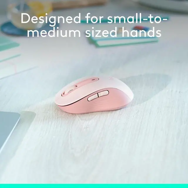 Alt view image 3 of 10 - Logitech Signature M650 Mouse - Optical - Wireless - Bluetooth/Radio Frequency - Rose - USB - 2000 dpi - Scroll Wheel - 5 Button(s) - 5 Programmable Button(s) - Medium Hand/Palm Size