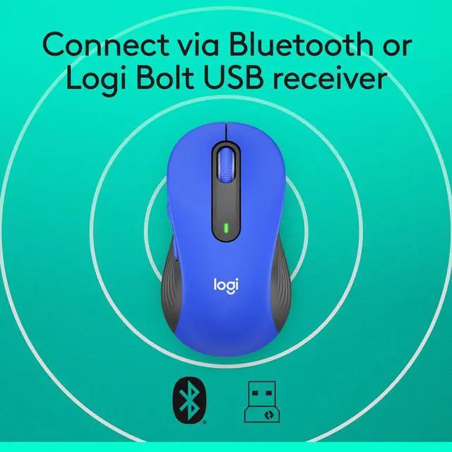 Alt view image 6 of 10 - Logitech Signature M650 L Mouse - Optical - Wireless - Bluetooth/Radio Frequency - Blue - USB - 2000 dpi - Scroll Wheel - 5 Button(s) - 5 Programmable Button(s) - Large Hand/Palm Size