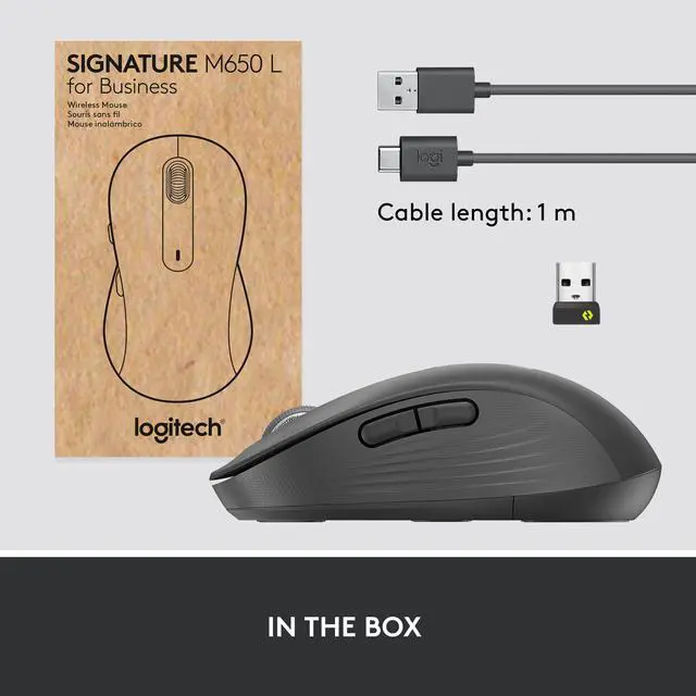 Alt view image 10 of 9 - Logitech Signature M650 L for Business Wireless Mouse, for Large Sized Hands, Logi Bolt, Bluetooth, SmartWheel - Graphite