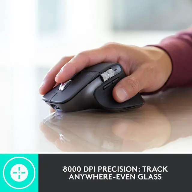 Alt view image 4 of 10 - Logitech MX Master 3S for Business, Wireless Mouse with Quiet Clicks, 8K DPI, Secured Logi Bolt USB Receiver, Bluetooth, USB-C Charging, MagSpeed Scrolling, Windows/Mac/Chrome/Linux - Graphite
