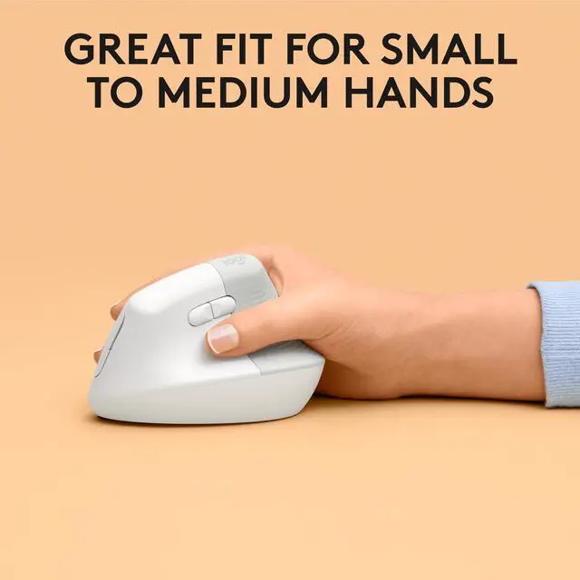 Alt view image 8 of 11 - Logitech Lift for Mac Wireless Vertical Ergonomic Mouse, Bluetooth, Quiet Clicks, Silent Smartwheel, 4 Customisable Buttons, for macOS/iPadOS/MacBook Pro/ Air/iMac/iPad - Off White