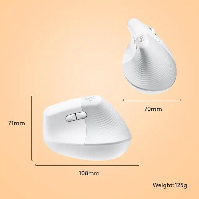Alt view image 9 of 11 - Logitech Lift for Mac Wireless Vertical Ergonomic Mouse, Bluetooth, Quiet Clicks, Silent Smartwheel, 4 Customisable Buttons, for macOS/iPadOS/MacBook Pro/ Air/iMac/iPad - Off White