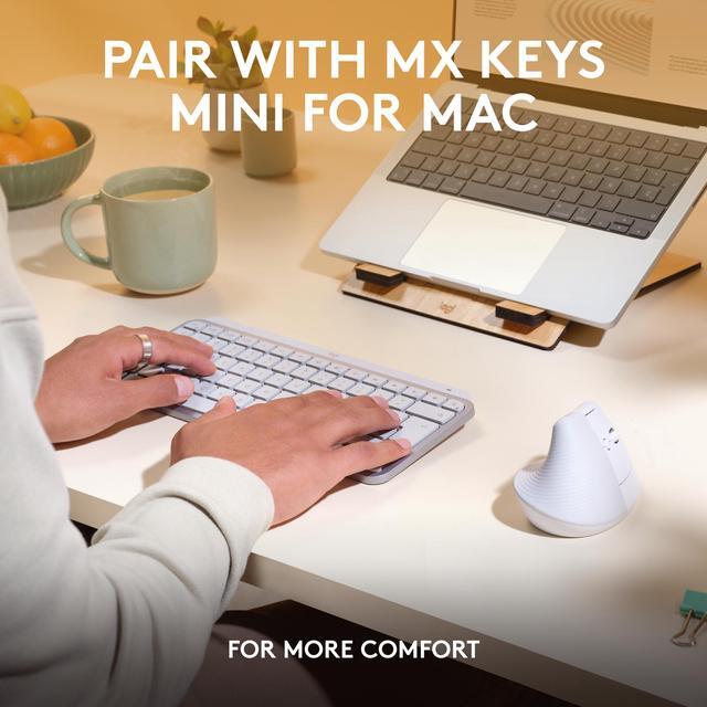 Alt view image 7 of 11 - Logitech Lift for Mac Wireless Vertical Ergonomic Mouse, Bluetooth, Quiet Clicks, Silent Smartwheel, 4 Customisable Buttons, for macOS/iPadOS/MacBook Pro/ Air/iMac/iPad - Off White