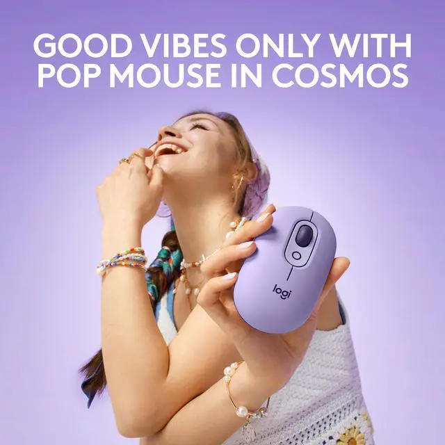 Alt view image 6 of 9 - Logitech POP Mouse, Wireless Mouse with Customizable Emojis, SilentTouch Technology, Precision/Speed Scroll, Compact Design, Bluetooth, Multi-Device, OS Compatible - Cosmos