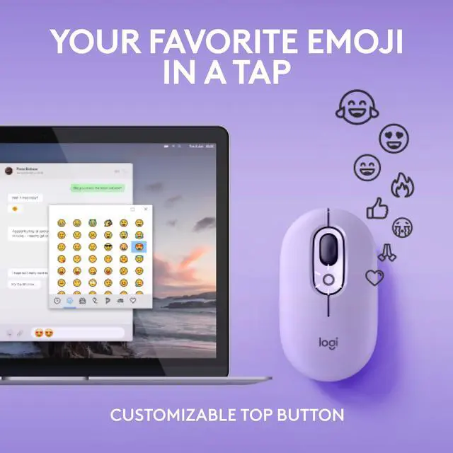 Alt view image 3 of 9 - Logitech POP Mouse, Wireless Mouse with Customizable Emojis, SilentTouch Technology, Precision/Speed Scroll, Compact Design, Bluetooth, Multi-Device, OS Compatible - Cosmos