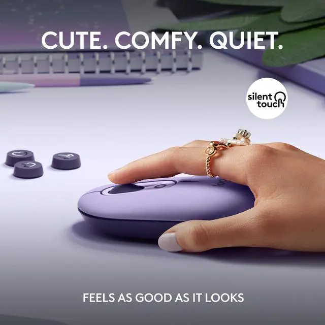 Alt view image 7 of 9 - Logitech POP Mouse, Wireless Mouse with Customizable Emojis, SilentTouch Technology, Precision/Speed Scroll, Compact Design, Bluetooth, Multi-Device, OS Compatible - Cosmos
