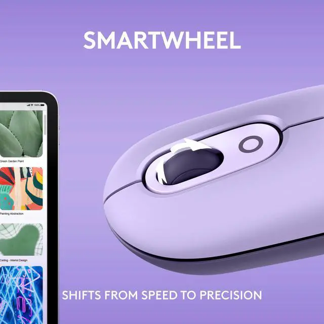Alt view image 4 of 9 - Logitech POP Mouse, Wireless Mouse with Customizable Emojis, SilentTouch Technology, Precision/Speed Scroll, Compact Design, Bluetooth, Multi-Device, OS Compatible - Cosmos