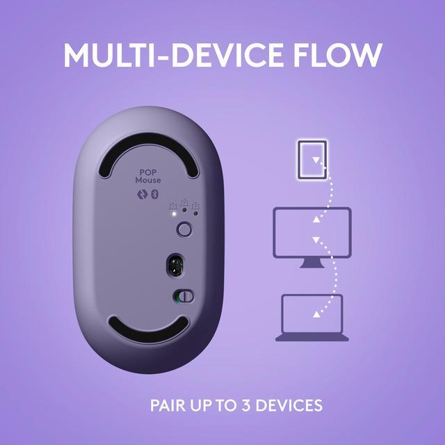 Alt view image 8 of 9 - Logitech POP Mouse, Wireless Mouse with Customizable Emojis, SilentTouch Technology, Precision/Speed Scroll, Compact Design, Bluetooth, Multi-Device, OS Compatible - Cosmos