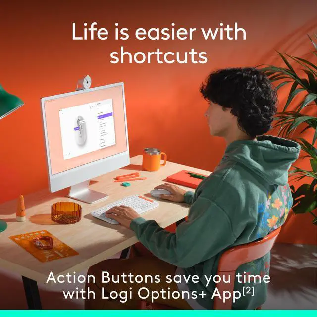 Alt view image 9 of 12 - Logitech POP Mouse - Wireless - 32.81 ft - Bluetooth - Off White - Scroll Wheel - 4 Button(s) - 1 x AA Battery Supported