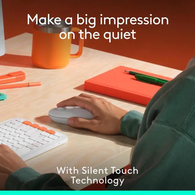Alt view image 10 of 12 - Logitech POP Mouse - Wireless - 32.81 ft - Bluetooth - Off White - Scroll Wheel - 4 Button(s) - 1 x AA Battery Supported