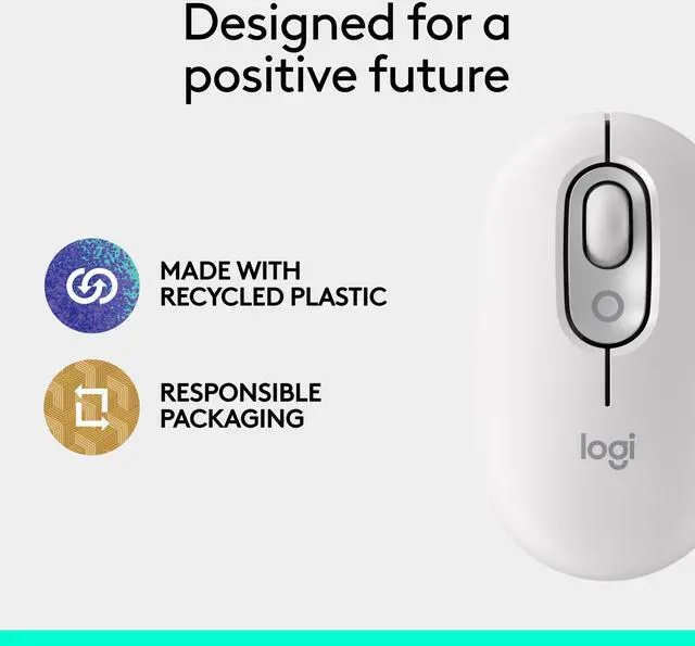 Alt view image 12 of 12 - Logitech POP Mouse - Wireless - 32.81 ft - Bluetooth - Off White - Scroll Wheel - 4 Button(s) - 1 x AA Battery Supported
