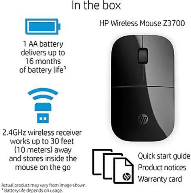 Alt view image 7 of 7 - HP Z3700 Black Wireless Mouse V0L79AA#ABL