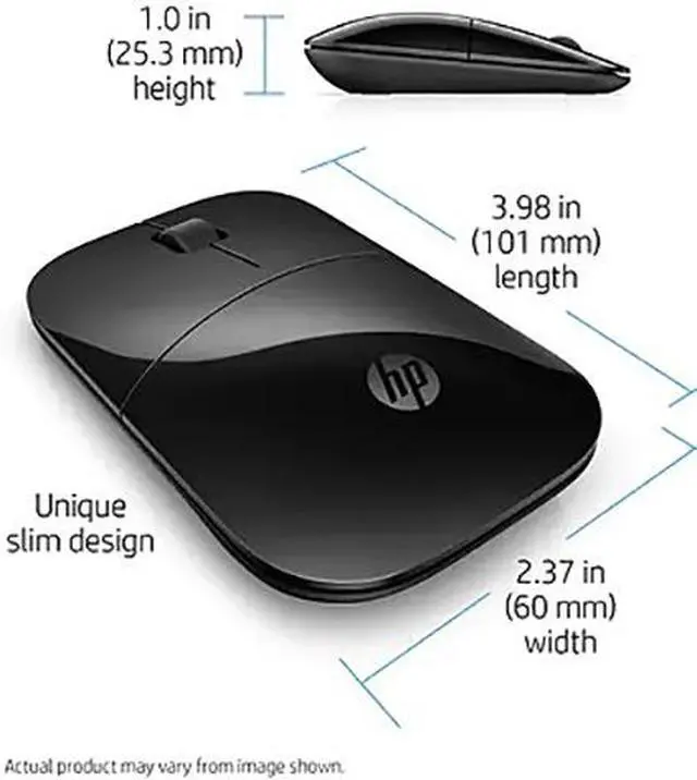 Alt view image 5 of 7 - HP Z3700 Black Wireless Mouse V0L79AA#ABL