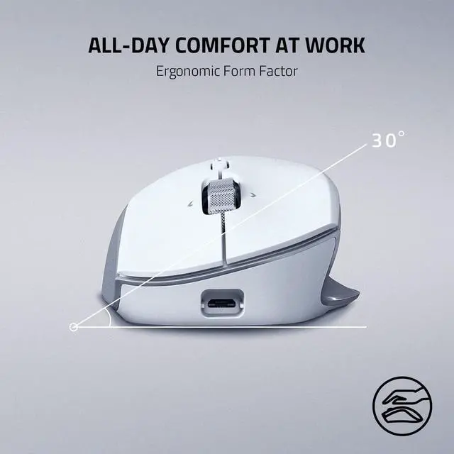 Alt view image 2 of 7 - Razer Pro Click Humanscale Wireless Mouse: Ergonomic Form Factor - 5G Advanced Optical Sensor - Multi-Host Connectivity - 8 Programmable Buttons - Extended Battery Life of up to 400 Hours