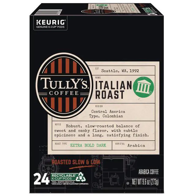 Alt view image 4 of 8 - Tully's Coffee K-Cup Italian Roast Coffee, Keurig Single-Serve K-Cup Pods, Regular Dark Roast coffee, 24 Count / Box (193019)