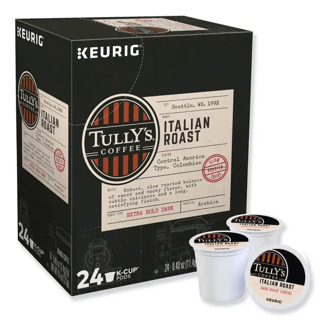 Alt view image 5 of 8 - Tully's Coffee K-Cup Italian Roast Coffee, Keurig Single-Serve K-Cup Pods, Regular Dark Roast coffee, 24 Count / Box (193019)
