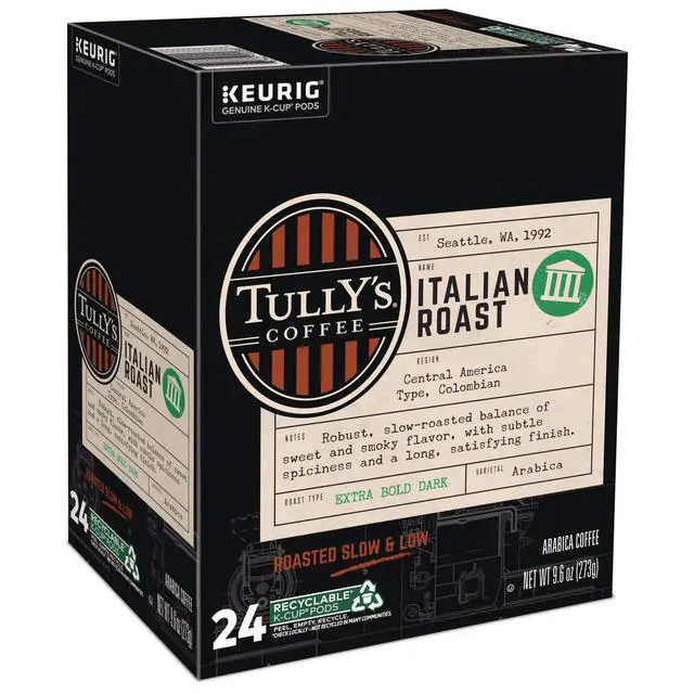 Alt view image 6 of 8 - Tully's Coffee K-Cup Italian Roast Coffee, Keurig Single-Serve K-Cup Pods, Regular Dark Roast coffee, 24 Count / Box (193019)