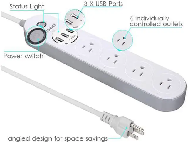 Alt view image 3 of 7 - XODO WP4 Smart Power Strip - WiFi Surge Protector with 3 USB Ports and 4 Outlets - App Controlled Appliance - Time Schedule - No Hub Required - Compatible with Alexa and Google Home Assistant