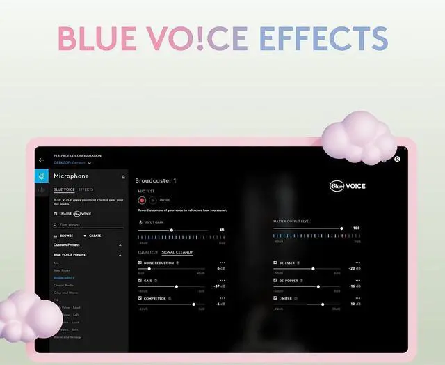 Alt view image 4 of 11 - Logitech Blue Yeti Premium USB Gaming Microphone for Streaming, Blue VO!CE Software, PC, Podcast, Studio, Computer Mic, Exclusive Streamlabs Themes, Special Edition Finish - White Mist