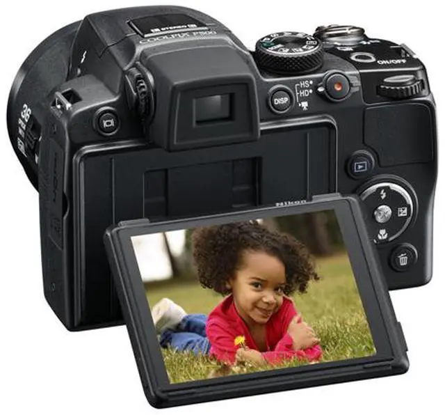 Alt view image 5 of 10 - Nikon COOLPIX P500 12.1 CMOS Digital Camera with 36x NIKKOR Wide-Angle Optical Zoom Lens and Full HD 1080p Video (Black)