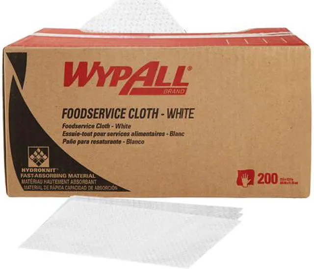 Alt view image 2 of 7 - WypAll X50 Extended Use Foodservice Towels Reusable Cloths (06053), Quarterfold, White, 1 Box, 200 Sheets