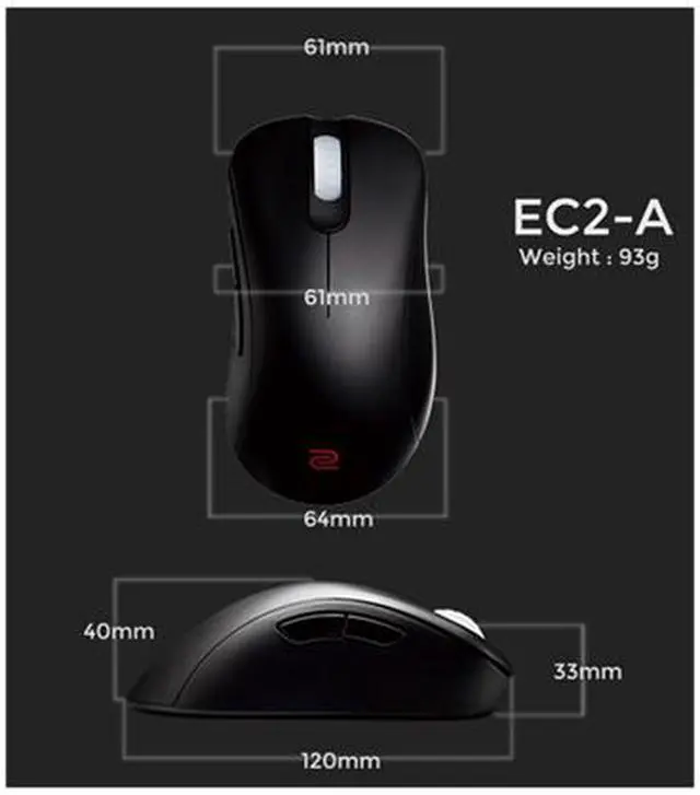 Alt view image 6 of 6 - BenQ ZOWIE EC2-A Gaming Mouse, Medium Ergonomic Right-handed Design, Driverless, DPI / Hz / Lift-off Adjustable, 5 Buttons, 6 Feet cable