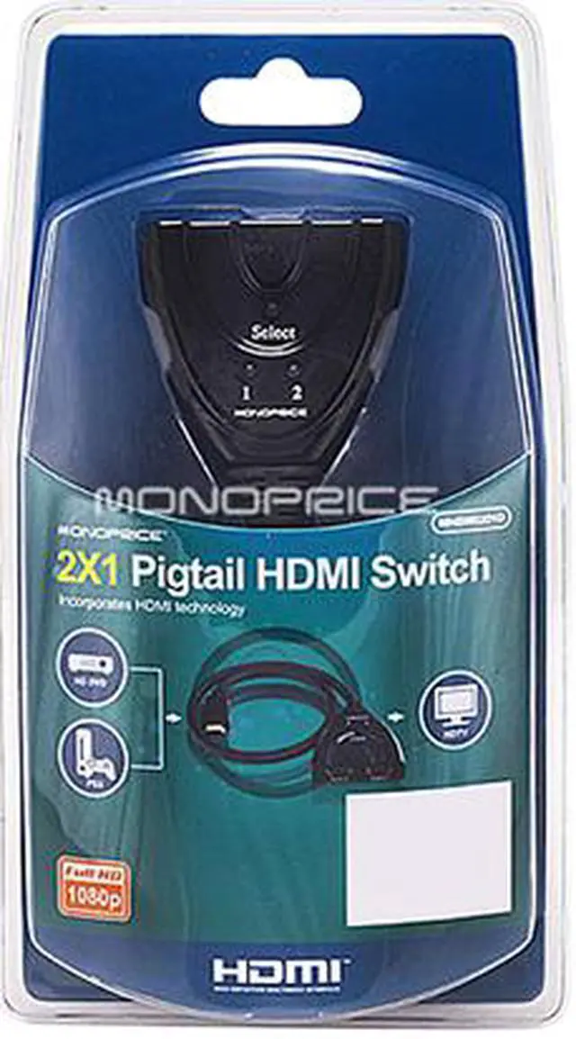 Alt view image 3 of 3 - Monoprice Blackbird - 2x1 HDMI 1.4 Switch | Pigtail, HDCP 1.4, 1080P@60hz