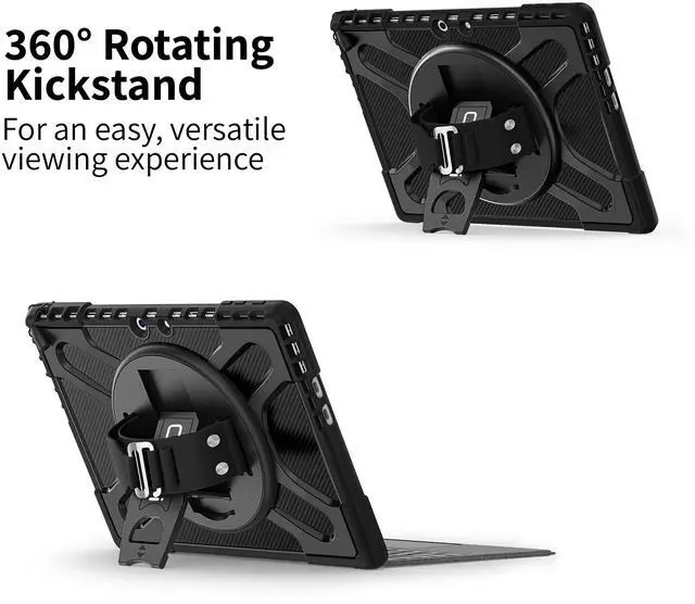 Alt view image 5 of 7 - CODi Rugged Case for Microsoft Surface Pro 9, 10 & 11 and Surface Pro Snapdragon X Plus 10/11 with Kickstand and Hand Strap