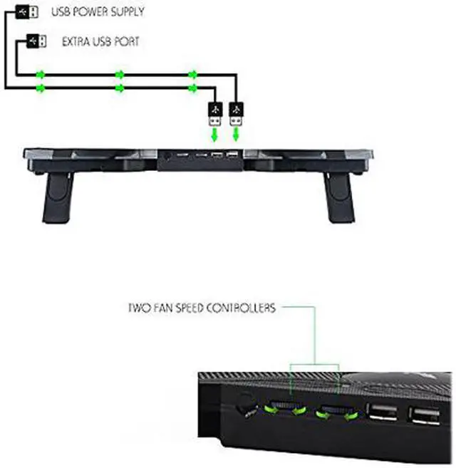 Alt view image 4 of 4 - CORN Laptop Cooler Cooling Pad Gaming for 14-17-Inch Notebook Cooler Cooling Pad Stand Chill Mat with Four 120mm Blue Light Fans at 1200 RPM for Gamers and Office (SF-17-4)