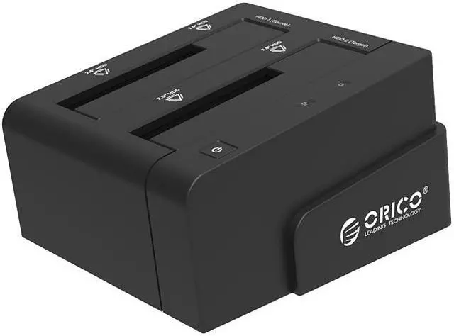 Main image of ORICO 6628US3-C-BK USB 3.0 SATA HDD Dual Bay Docking External Enclosure with Clone Function for 2.5” and 3.5” Hard Drive or SSD (Black)