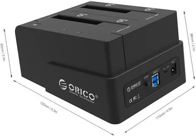 Alt view image 2 of 7 - ORICO 6628US3-C-BK USB 3.0 SATA HDD Dual Bay Docking External Enclosure with Clone Function for 2.5” and 3.5” Hard Drive or SSD (Black)