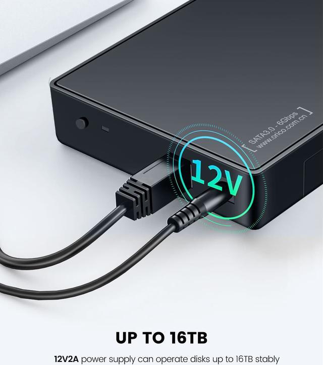 Alt view image 5 of 7 - [Support UASP and 18TB Drives] ORICO Tool Free USB 3.0 to SATA External Hard Drive Enclosure Case for 3.5inch  SATA HDD and SSD - Black (3588US3)