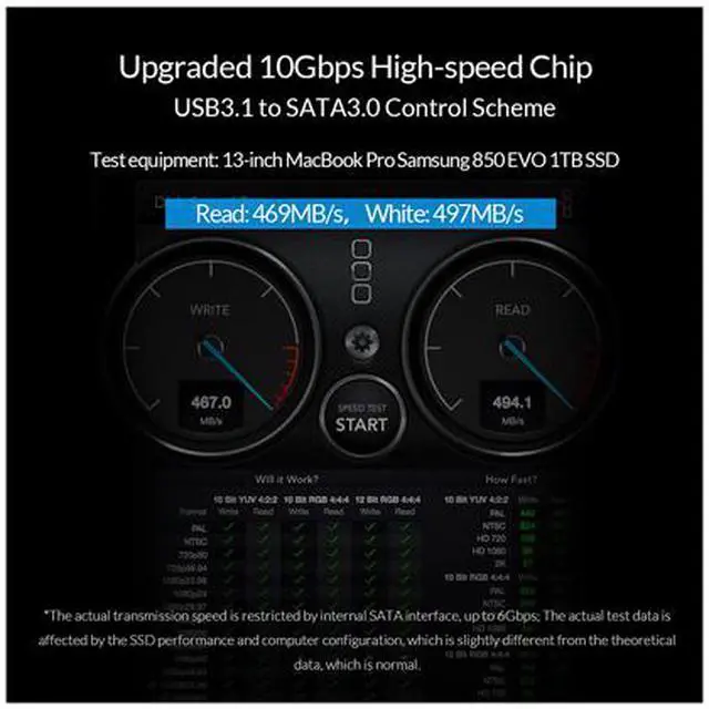 Alt view image 4 of 7 - ORICO 2.5'' Hard Drive Enclosure Type-C USB 3.1 Gen2 to SATA 6Gbps Computer External HDD Enclosure for 7 9.5mm HDD SSD Support UASP Compatible WD Seagate Toshiba Samsung Hitachi PS5-2139C3-G2